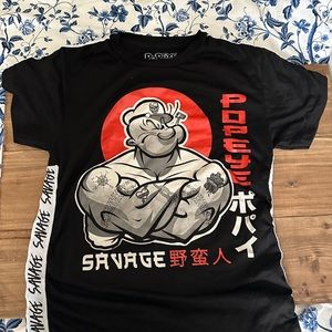 Popeye Savage Black T Shirt Size Small